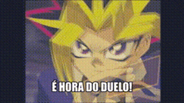 a picture of a cartoon character with the words e hora do duelo
