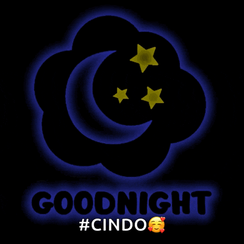 a picture of a crescent moon and stars with the words goodnight #cindo below it