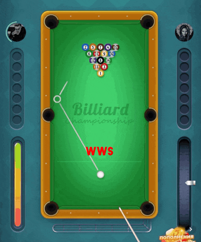 a pool table with the words billiard championship wws written on it
