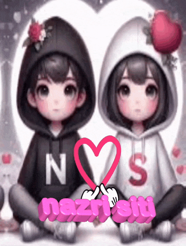 a boy and a girl with the letters n and s on their shirts