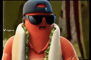 a cartoon character wearing sunglasses and a hat with the letters v on it