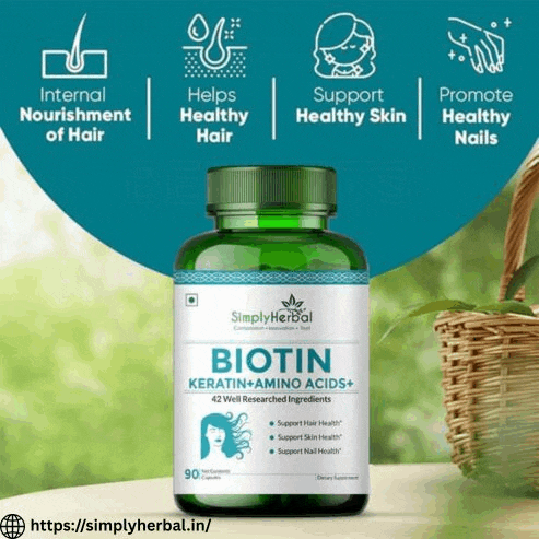 simply herbal biotin keratin amino acids 90 capsules helps support healthy hair and promote healthy nails