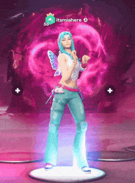 a video game character with the name itsmiahere on the bottom right