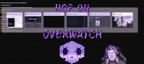 a computer screen with the words hop on overwatch