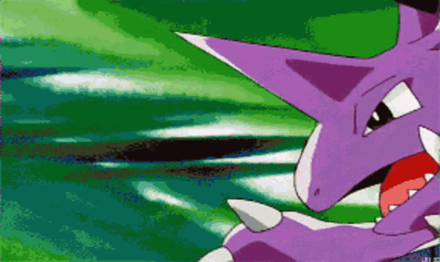 a cartoon of a purple monster with sharp teeth and a red tongue