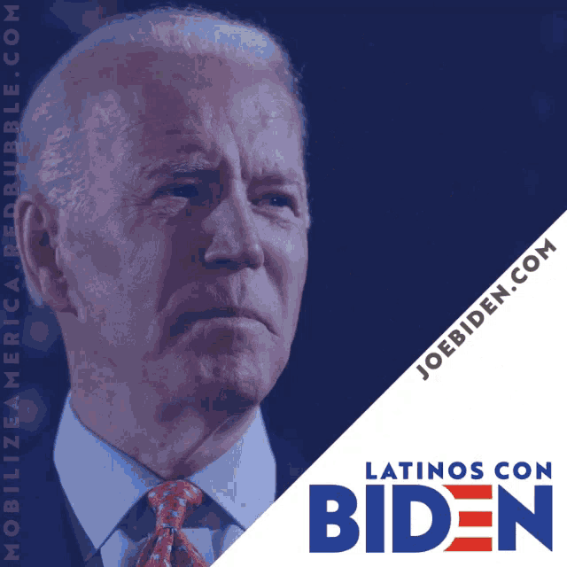 an ad for joe biden with a man in a suit and tie