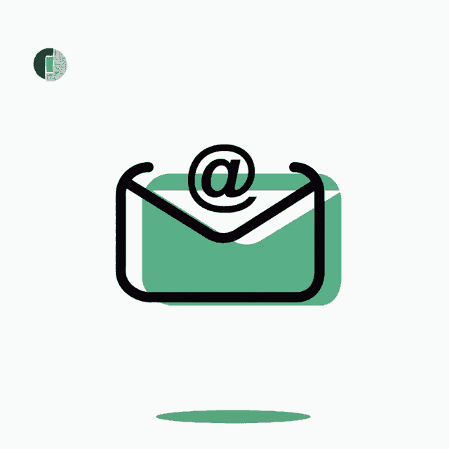 a green envelope with an at symbol on top of it