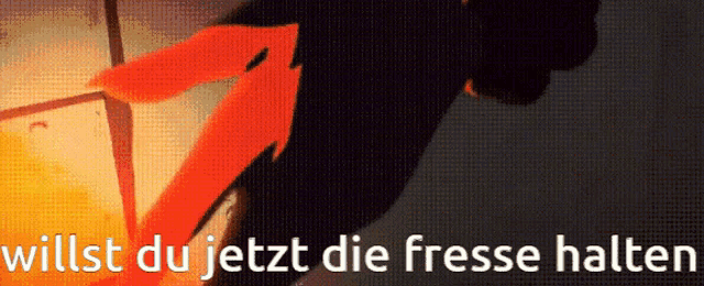 a poster with a red arrow pointing up with the words willst du jetzt die fresse halten