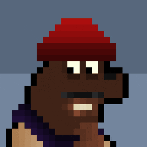 a pixel art illustration of a man wearing a red hat