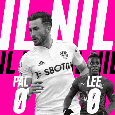 two soccer players named pal and lee are on a pink and black background