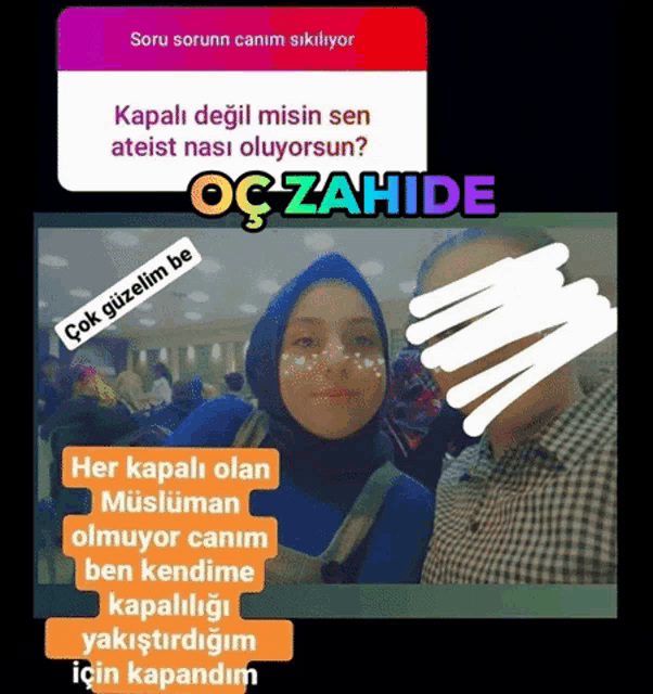 a woman in a blue hijab is standing next to a man