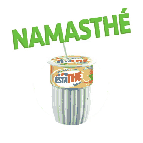 a cup of estathe limone with a straw