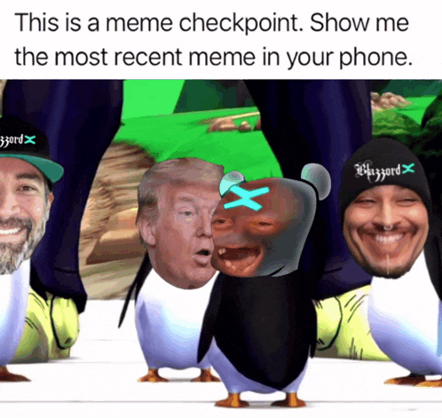 a meme checkpoint showing donald trump and whizzard