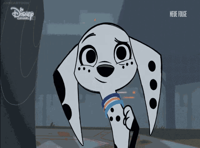 a dalmatian dog is on a disney channel ad