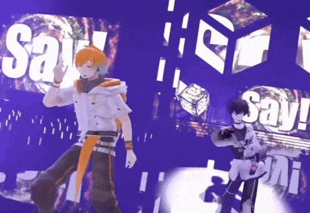 a purple background with the word say on it