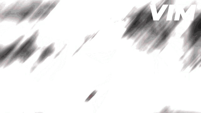 a black and white drawing of a person in a forest with the word vim above them