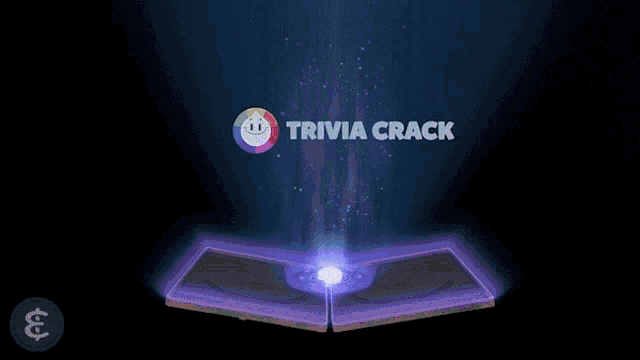 a trivia crack logo is displayed on a purple background
