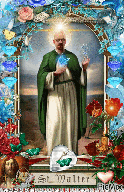 a picture of st. walter surrounded by flowers