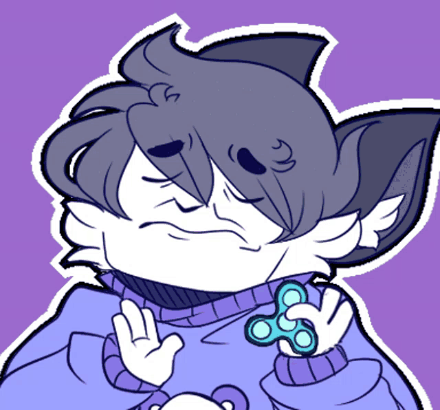 a cartoon of a person holding a fidget spinner
