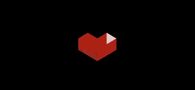 a red heart made of triangles with a white triangle in the middle