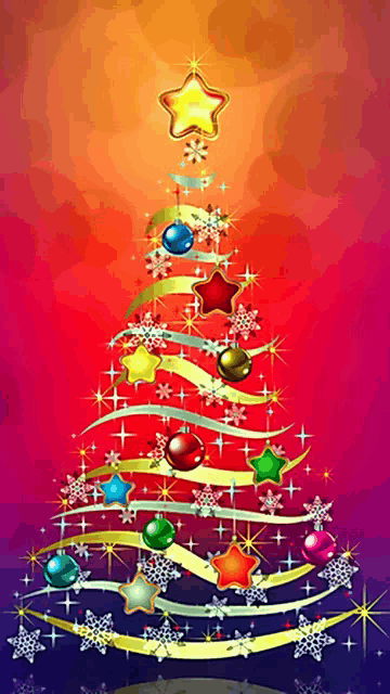 a colorful christmas tree with a star in the top