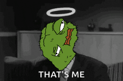 a cartoon of a man with a halo and the words that 's me below him