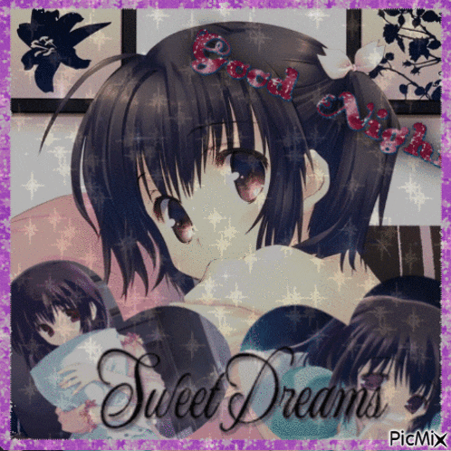 a picture of a girl with the words sweet dreams