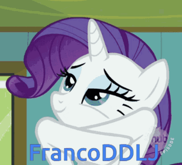 a cartoon pony with purple hair and the words francoddllj above it