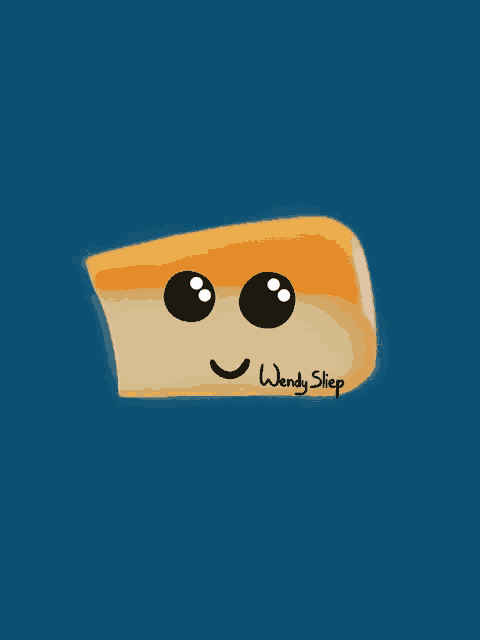 a piece of cheese with a face and the name wendy sliep