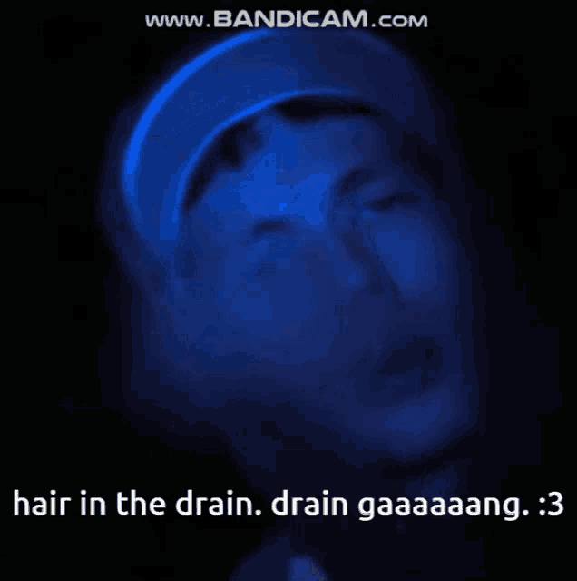 a picture of a person with the words hair in the drain