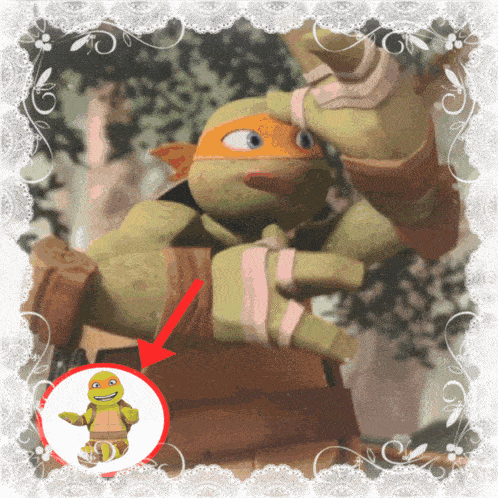 a picture of a turtle with a red arrow pointing to him