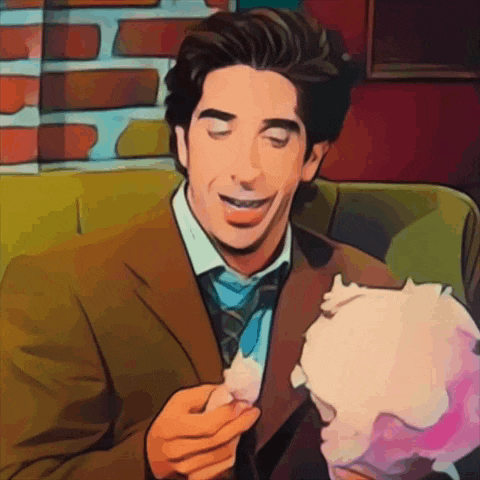 a cartoon of a man eating cotton candy