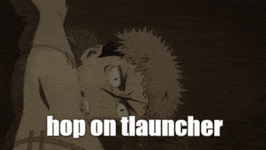 a close up of a mouth with the words hop on tlauncher below it