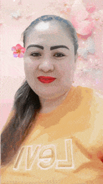 a woman in a yellow shirt with the word fear on it