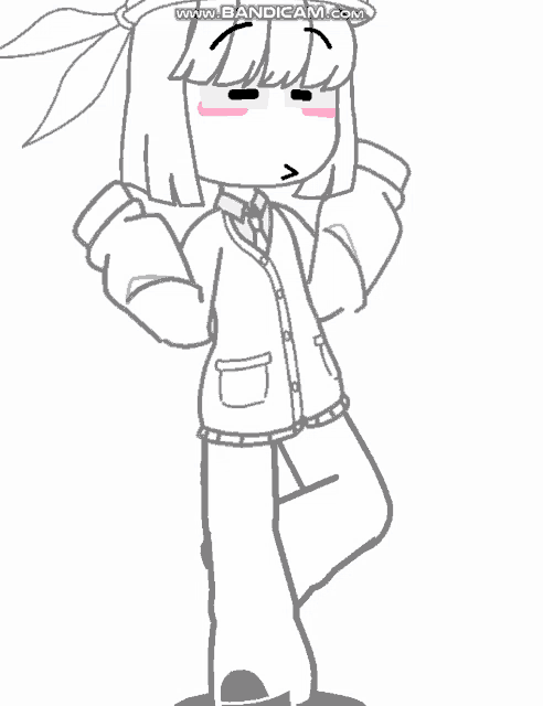 a black and white drawing of a girl with the words www.bandicam.com at the top