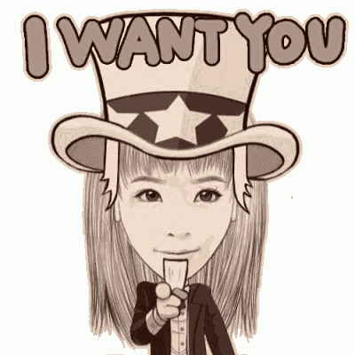 a black and white drawing of a girl wearing a top hat and pointing at the camera .