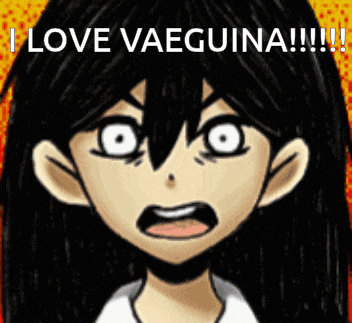 a cartoon of a girl with a surprised look on her face and the words i love vaequina !!!