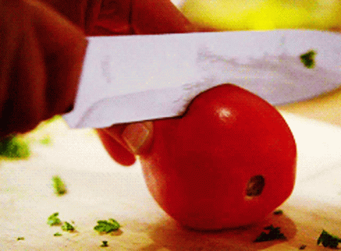 Glee Cutting Tomato GIF - Glee Cutting Tomato Tomato GIFs