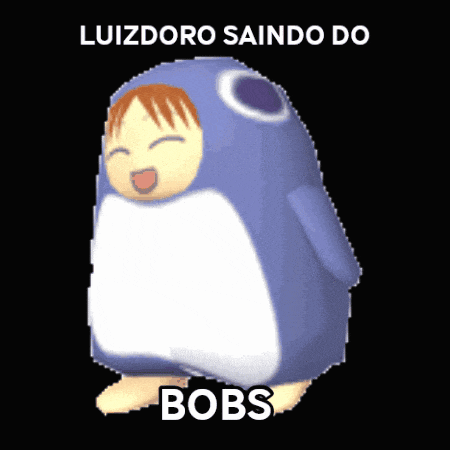 a cartoon penguin with the words luizdoro saindo do bobs written on it
