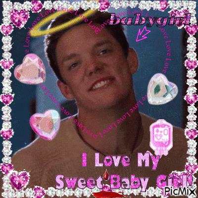 a picture of a man with the words " i love my sweet baby "