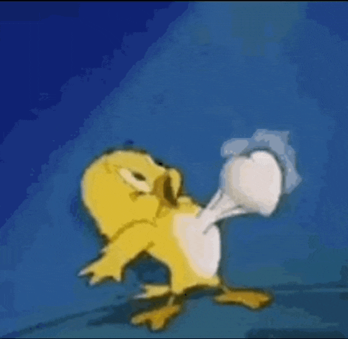 a cartoon of a duck with the words " i love you so much it scar "