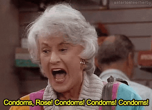an older woman is yelling at a man in a store while holding a purse .