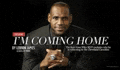 a man in a suit and tie is sitting in front of a black background with the words `` i 'm coming home '' .