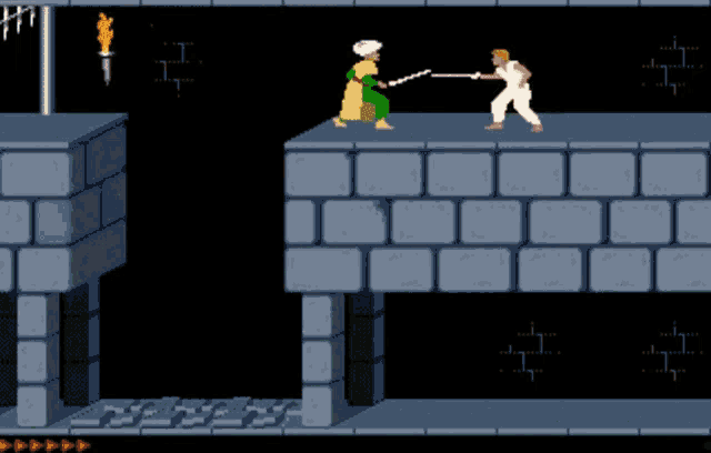 a video game shows two people fighting each other