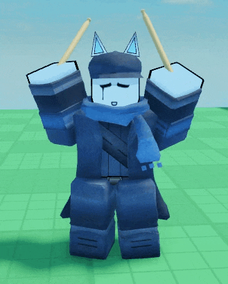 a cartoon character is holding a pair of drumsticks in his hands