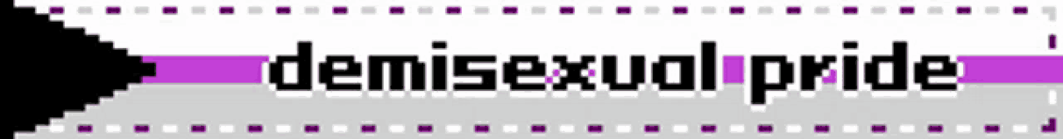 a pixel art of the word demisexual pride on a white background