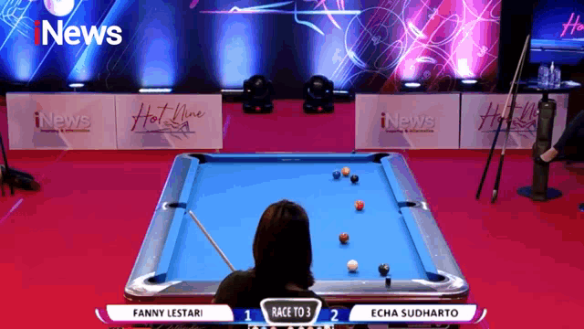 fanny lestari is playing pool with echa sudharto