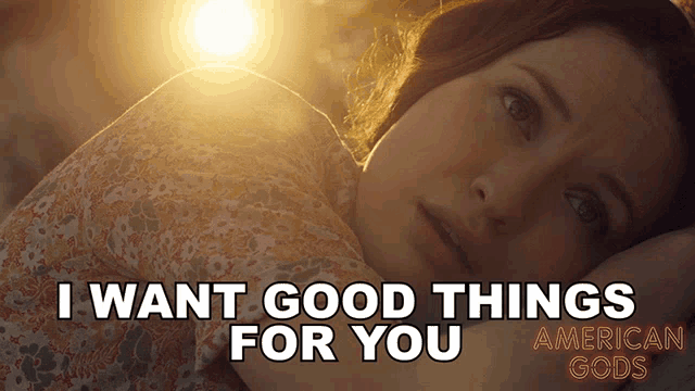a poster for american gods shows a woman laying on a man 's lap