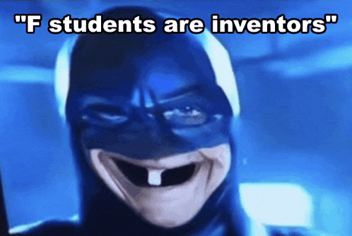 a picture of a superhero with the words " f students are inventors " above him