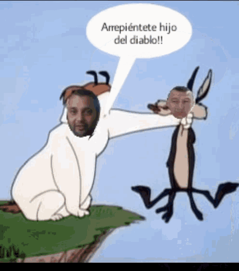 a cartoon of a dog and a coyote talking in spanish